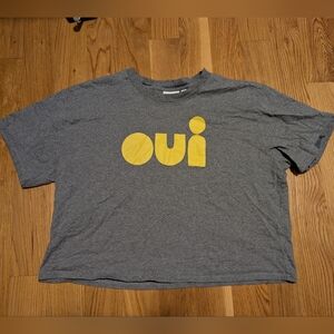 Clare V Oui Le Carré Tee, Grey and Yellow